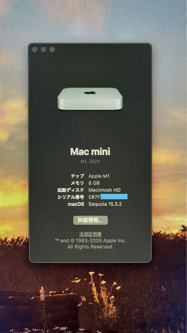 M1 mac mini /ストレージ 256GB メモリ 8GB