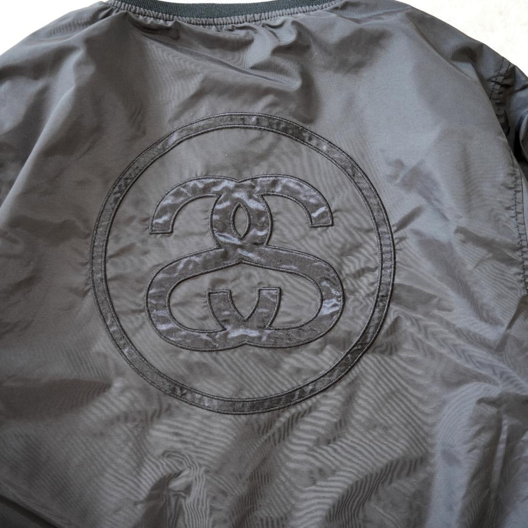 【美品】STUSSY　ステューシー　刺繍ロゴナイロンスタジャン　Mサイズ　黒