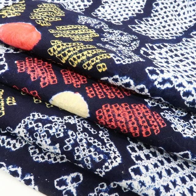 Y1213◆綿 有松鳴海絞り 洗える夏着物 手縫い仕立て 高級浴衣 着物