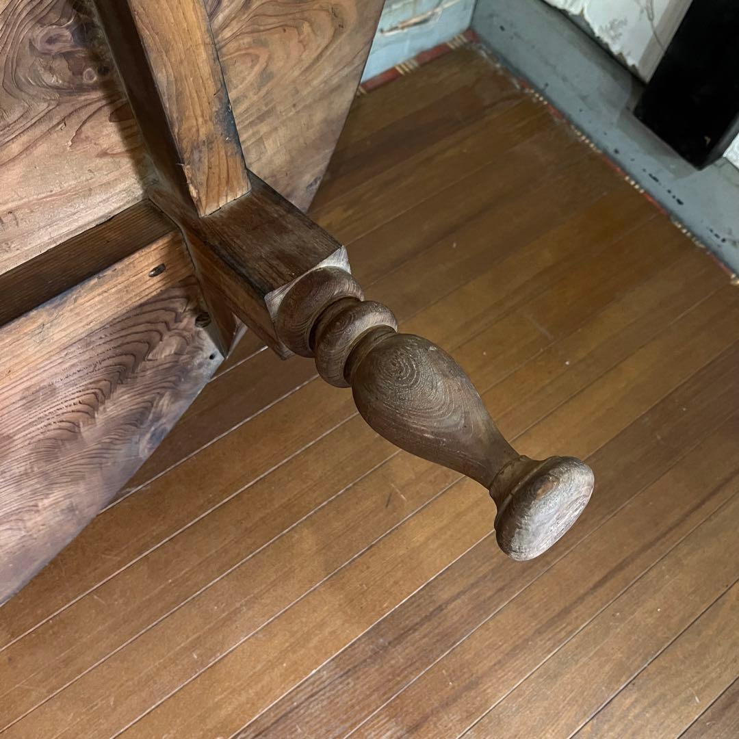 【すずらん様用】特大 木製 ろくろ足 円卓 座卓 ちゃぶ台 ローテーブル 古家具