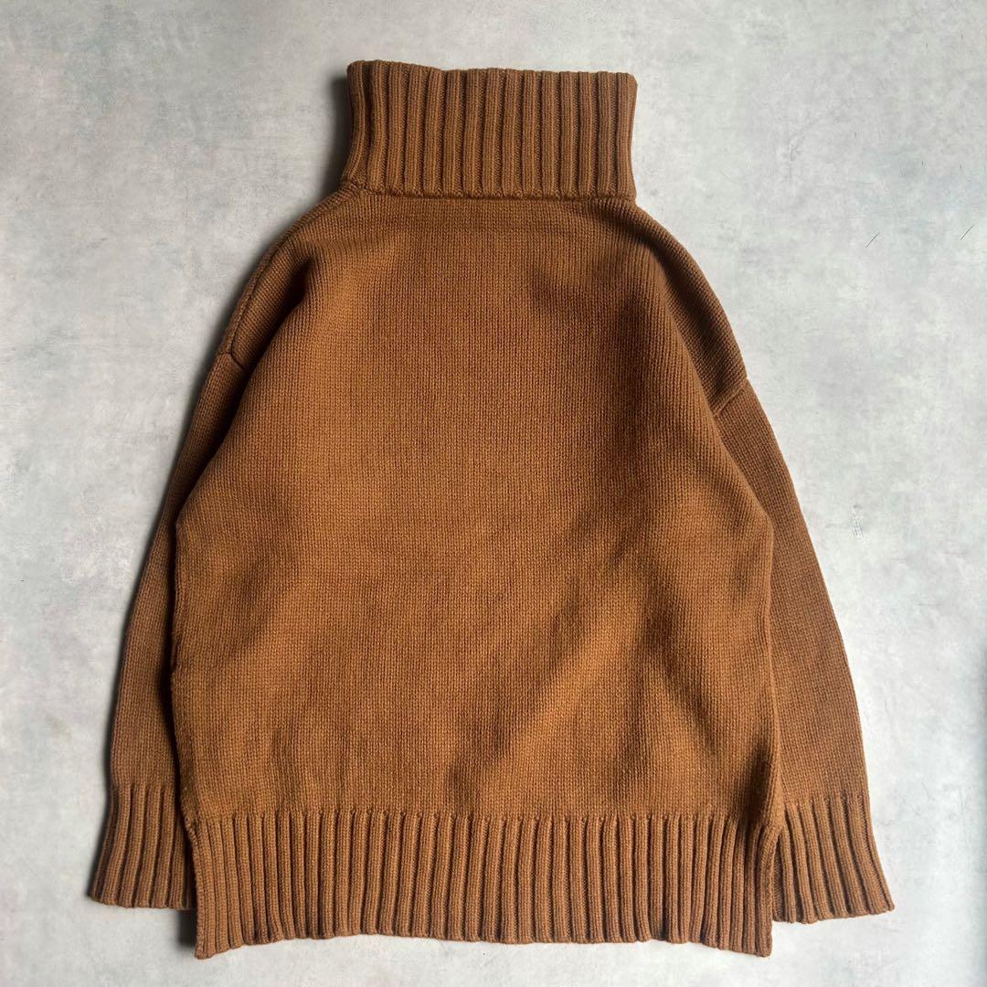 ドゥーズィエムクラス カシミヤ混 バックロング タートルネック リブ ニット