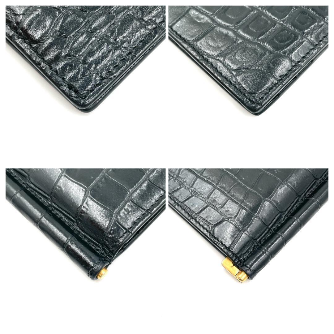 ✨️美品✨️ サンローラン 型押し 二つ折り マネークリップ ブラック ゴールド