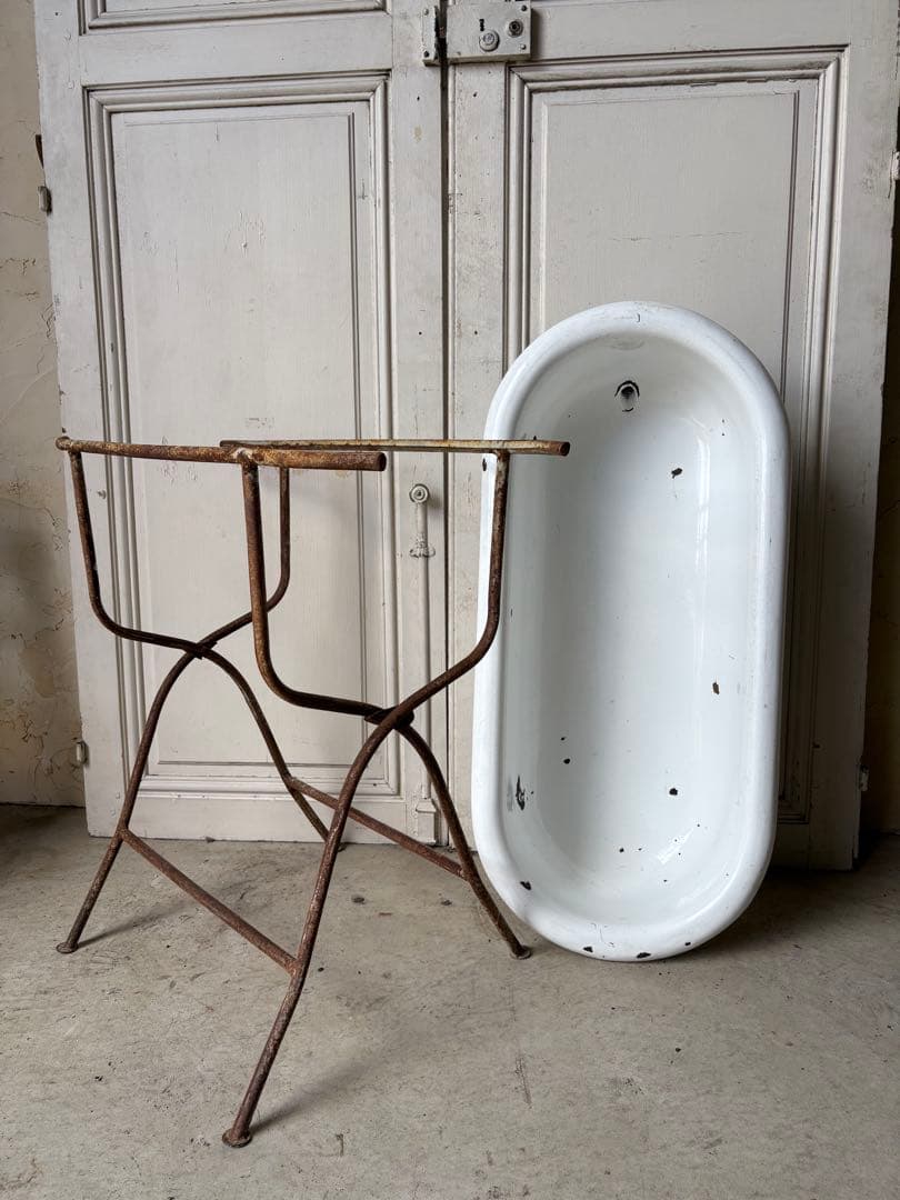 ベビーバス　ホーロー　アンティーク