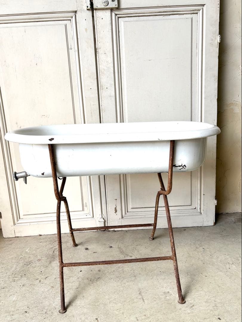 ベビーバス　ホーロー　アンティーク