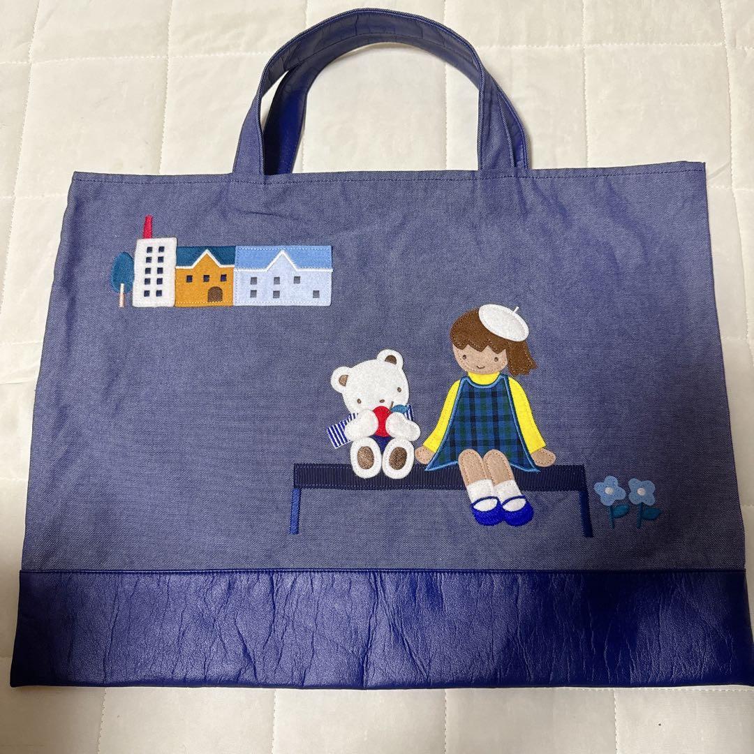 familiar ファミリア バッグ　デニムバッグ レッスンバッグ 女の子 クマ