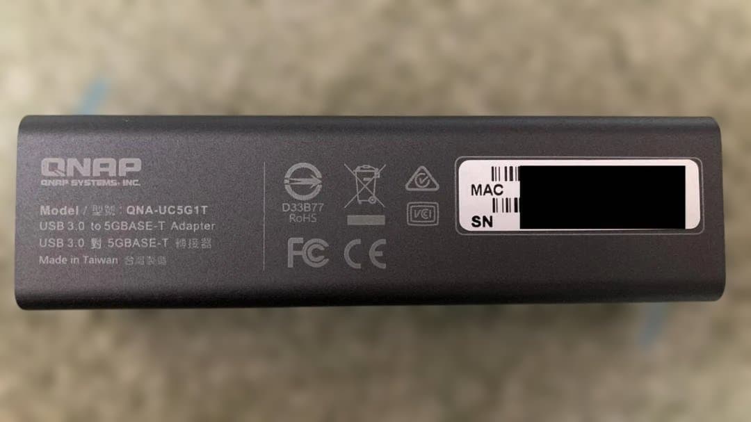 QNAP QNA-UC5G1T USB3.2 Gen1 5GbEアダプター1