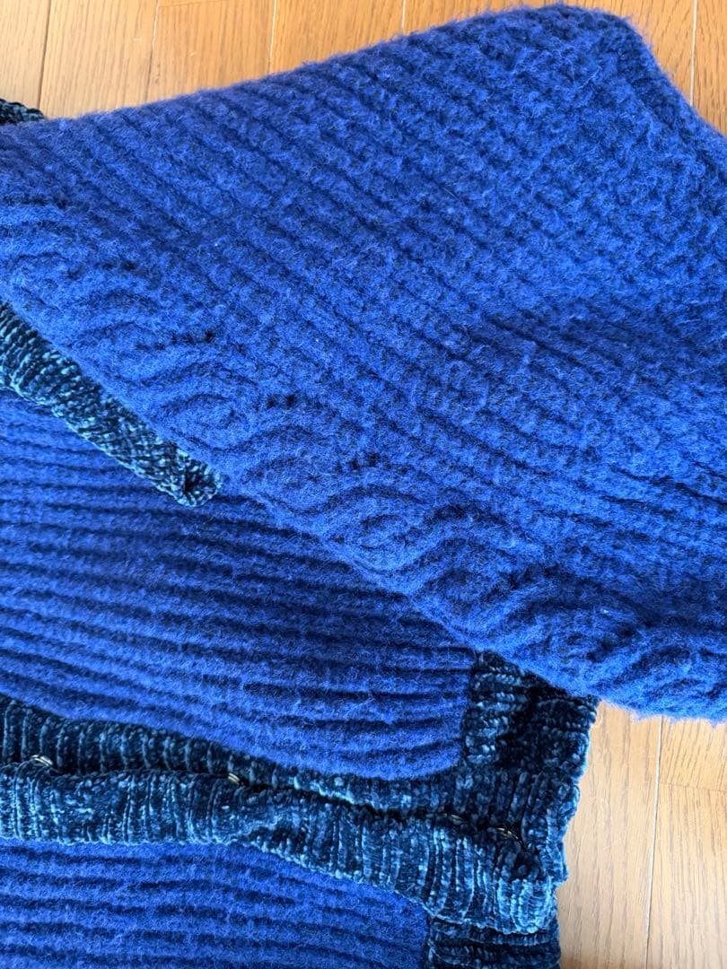 ヘリンドットサイ フリルショルダーカーディガン ネイビー FREE ニット