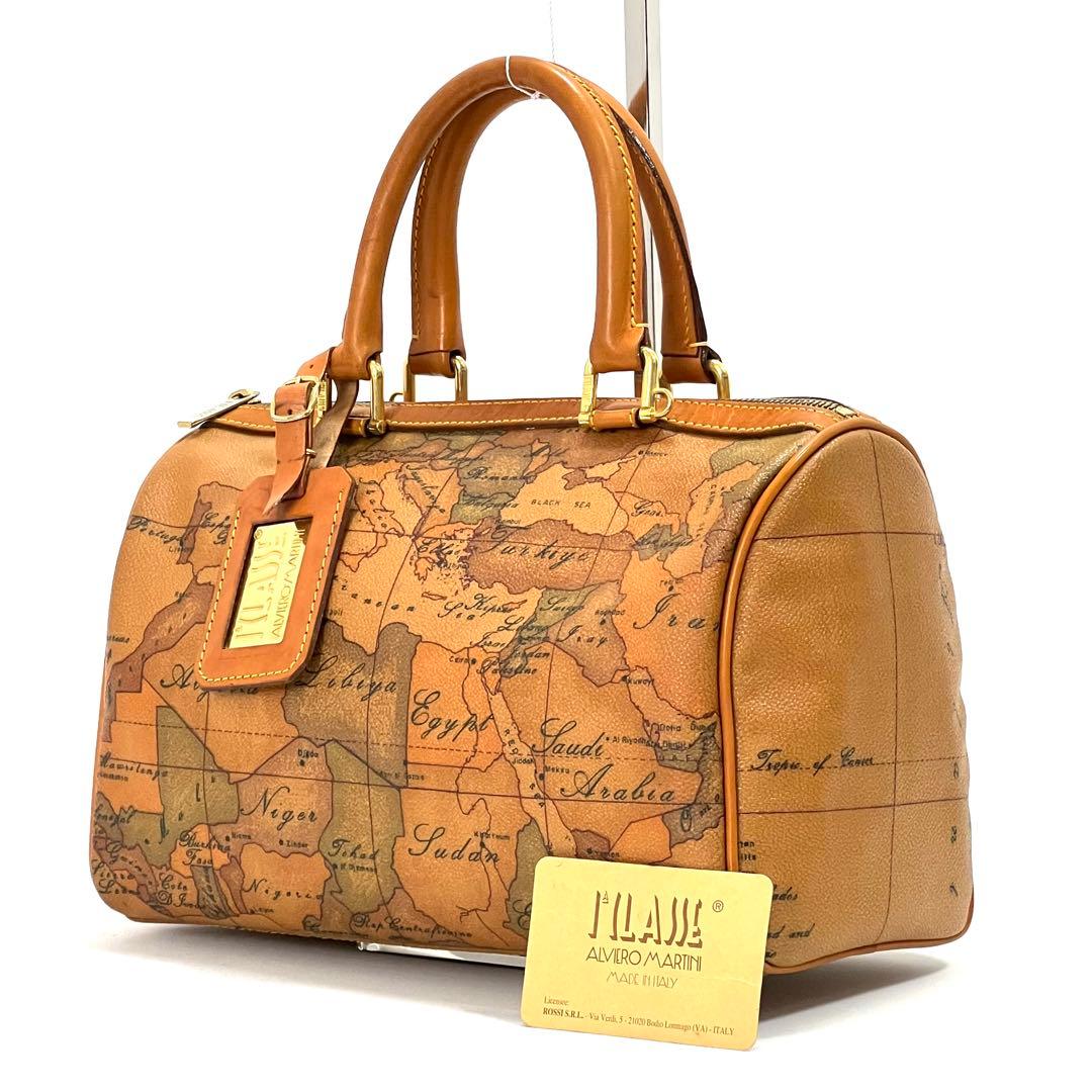 プリマクラッセ　世界地図柄　ハンドバッグ　ミニバッグ　ボストン　PVC　レザー