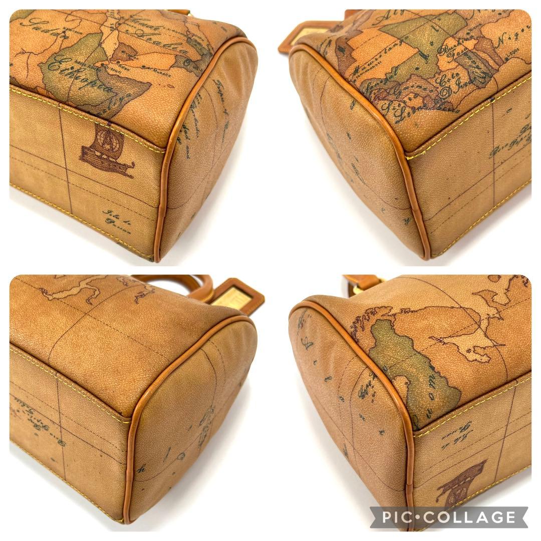 プリマクラッセ　世界地図柄　ハンドバッグ　ミニバッグ　ボストン　PVC　レザー