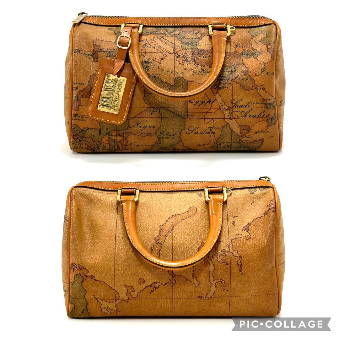 プリマクラッセ　世界地図柄　ハンドバッグ　ミニバッグ　ボストン　PVC　レザー