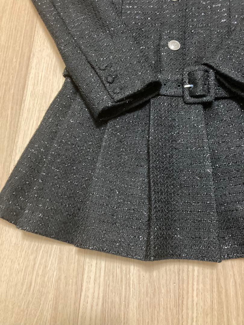 Darich ボックスプリーツツイードミニワンピース ブラック FL