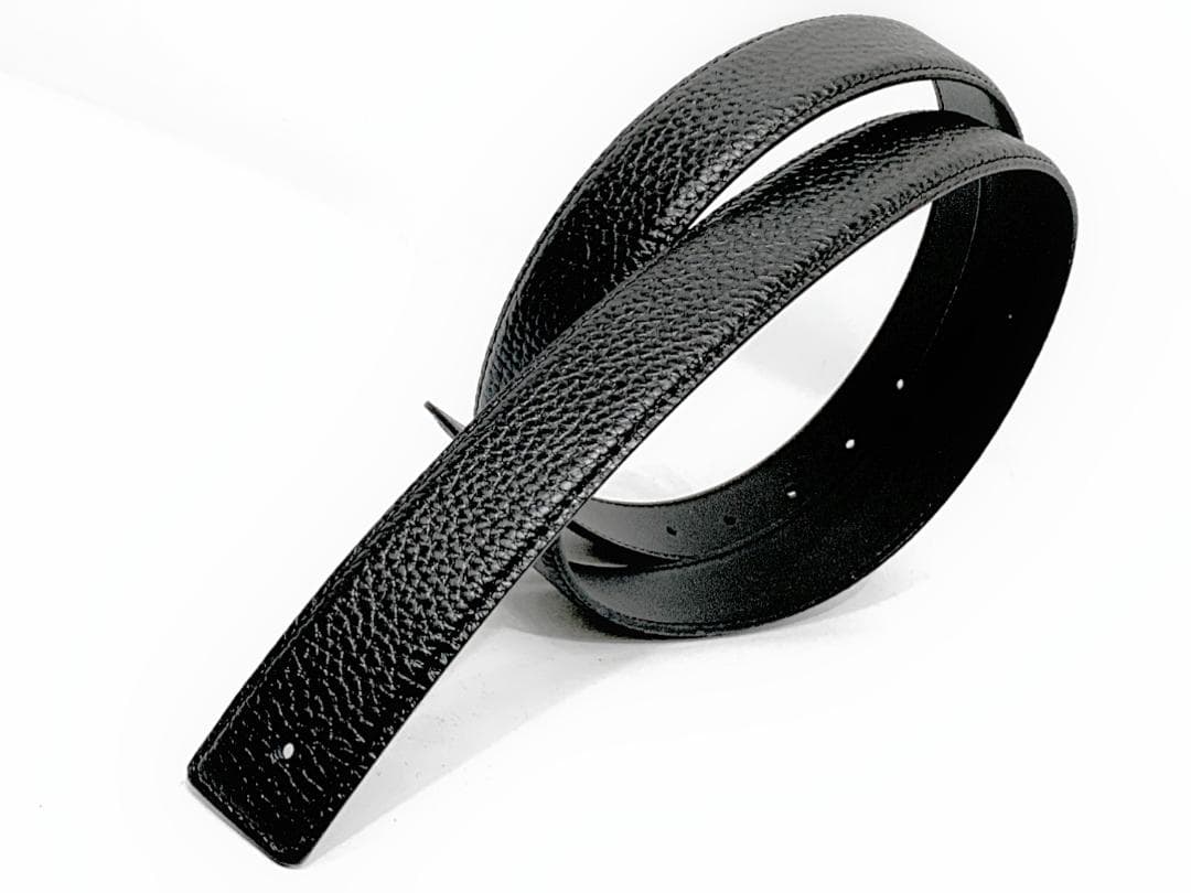 [新品]交換用 本革ベルト ライチ型押し ピンバックル対応 3.3cm幅 黒