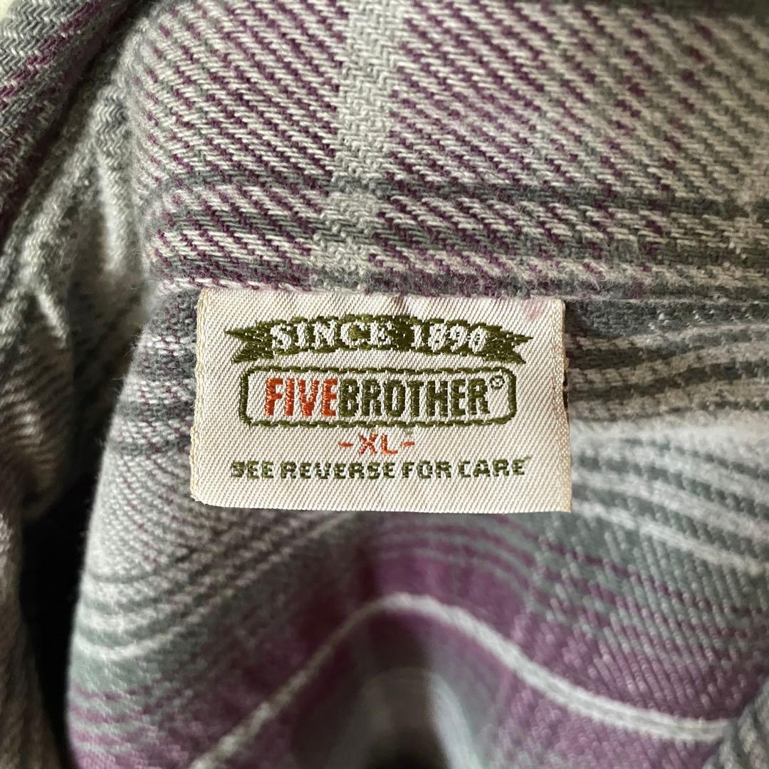 90s FIVE BROTHER フランネルシャツ XL