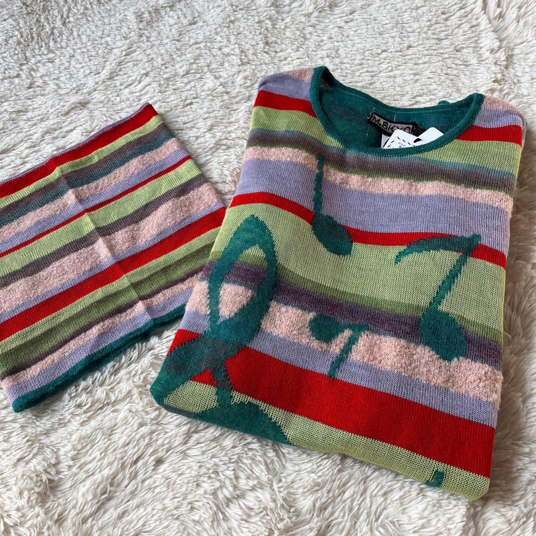 にゃにゃん M.&KYOKO マルチカラーワンピース ネックウォーマー付き