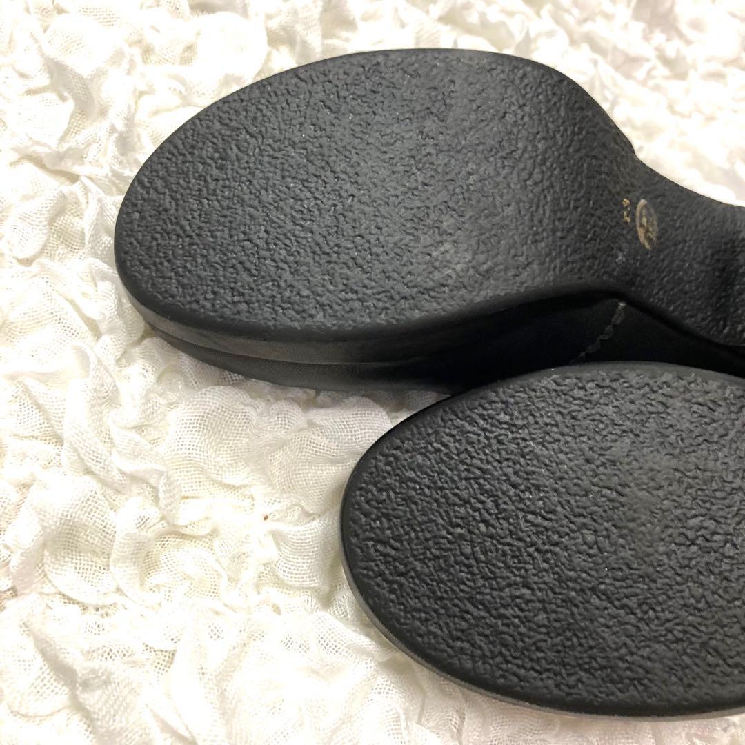 ダブルストラップデザイン　本革　レザー　厚底　パンプス　黒　ブラック　ハイヒール