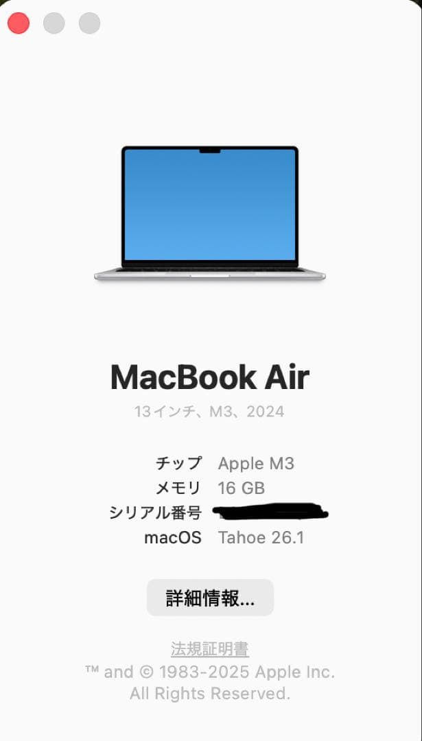 も*様 【美品】MacBook Air M3 16GB 1TB 13インチ