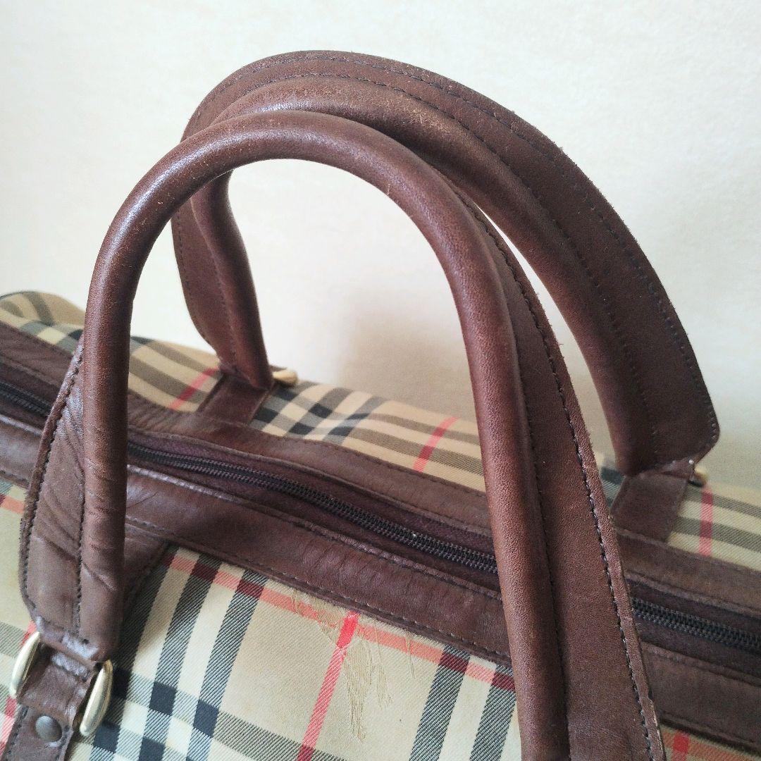 BURBERRY ミニボストンバッグ キャンバス ノバチェック シャドーホース