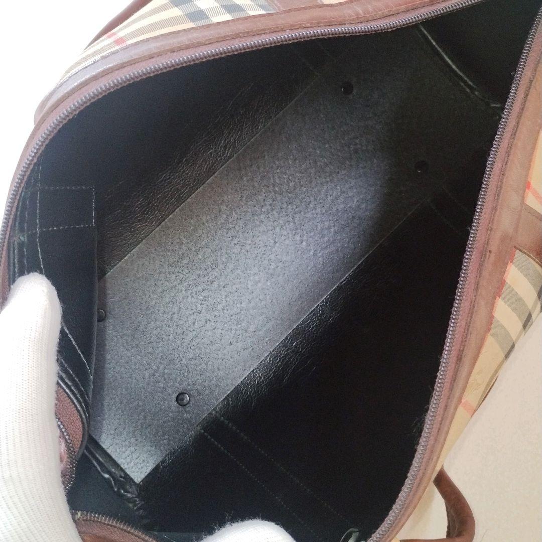 BURBERRY ミニボストンバッグ キャンバス ノバチェック シャドーホース