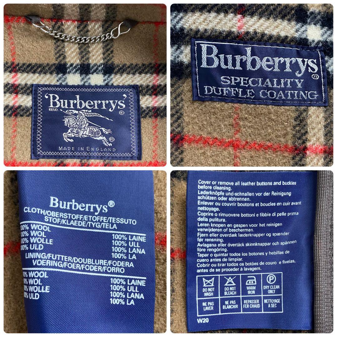 【美品】バーバリー 英国製 ダッフルコート フード ノバチェック キャメル