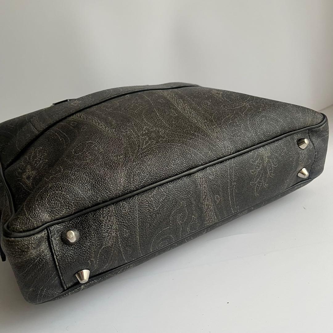 ETRO エトロ ハンドバッグ　ビジネスバッグ　PVC レザー　総柄　メンズ