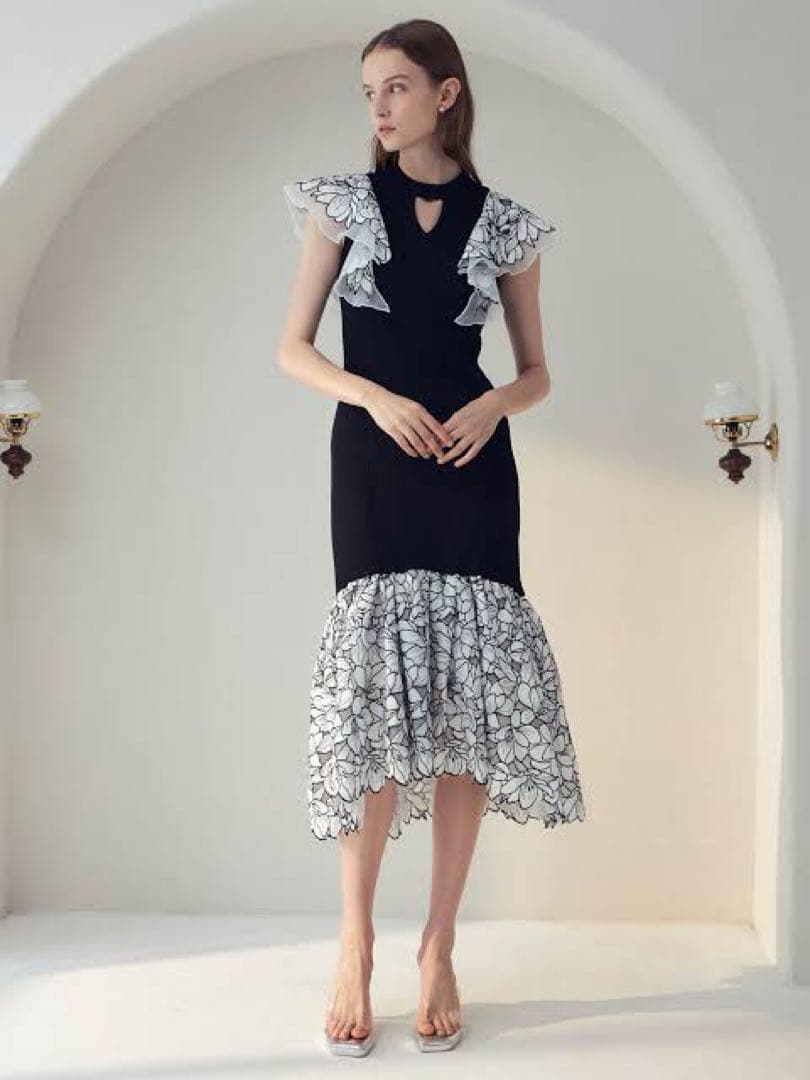 eimy istoire flower embroidery ニットワンピース