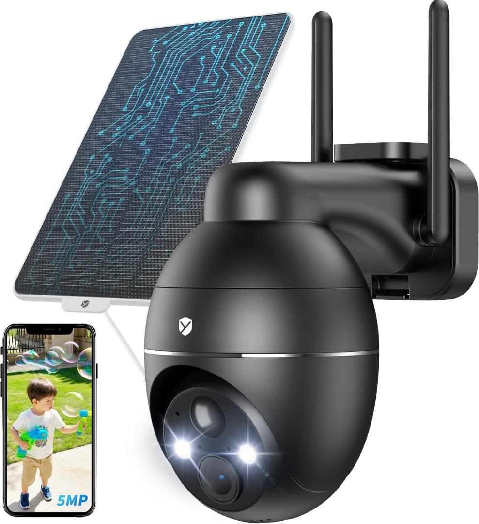 防犯カメラ　ソーラー　500万超高画素　監視カメラ　双方向通話　Alexa対応