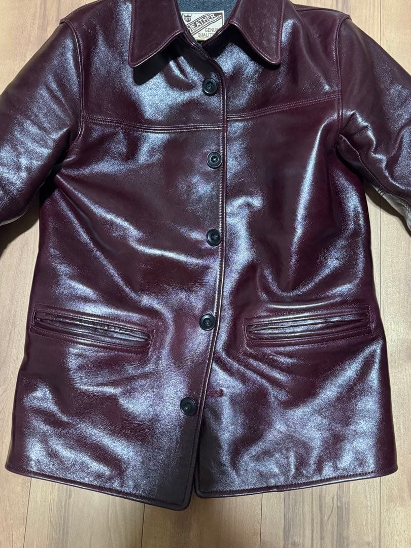 Y2 LEATHER アリニンホースカーコート　チェリー