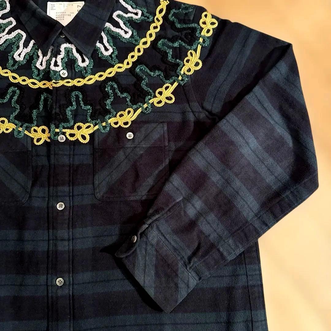 sacai 18AW シャツ 刺繍 ブラックウォッチ