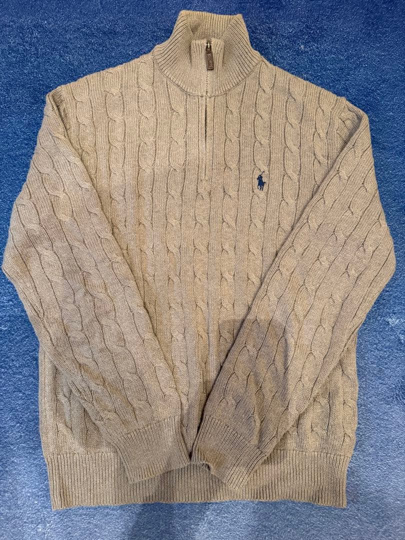 POLO RALPH LAURENケーブルニット ハーフジップ ベージュセーター