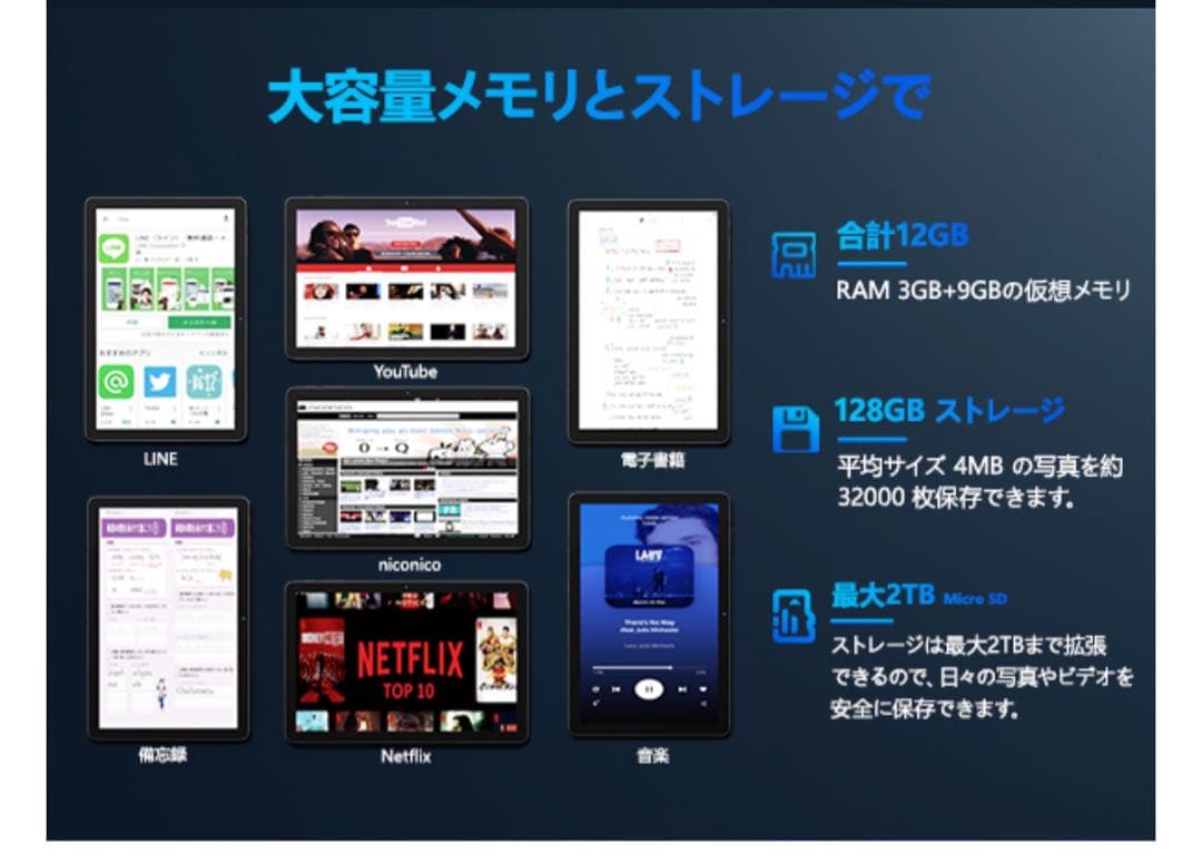Android14 タブレット　10.1インチ Wi-Fiモデル　8コアCPU