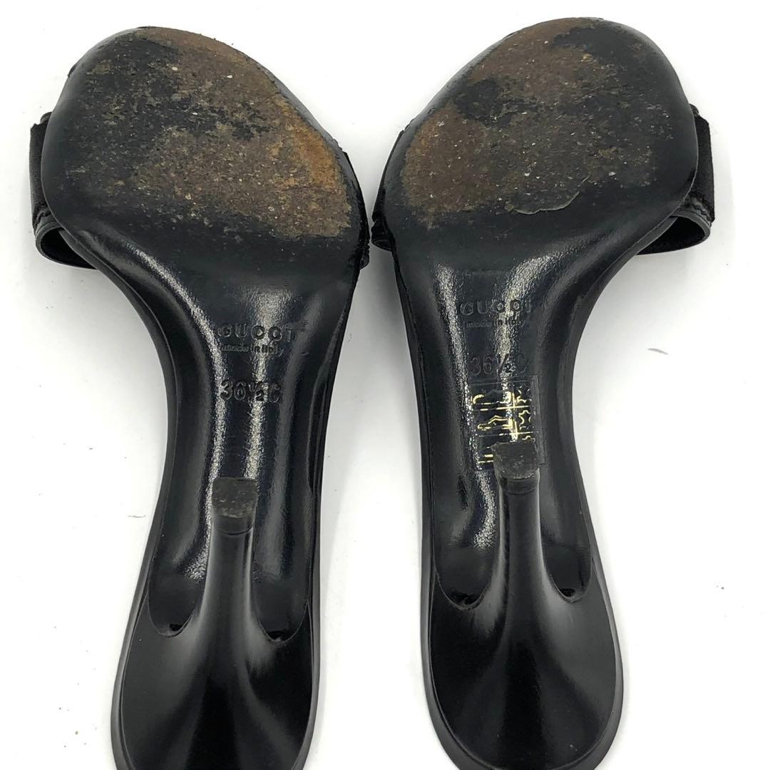 GUCCI グッチ ミュール サンダル ヒール 36 1/2 C ブラック 黒