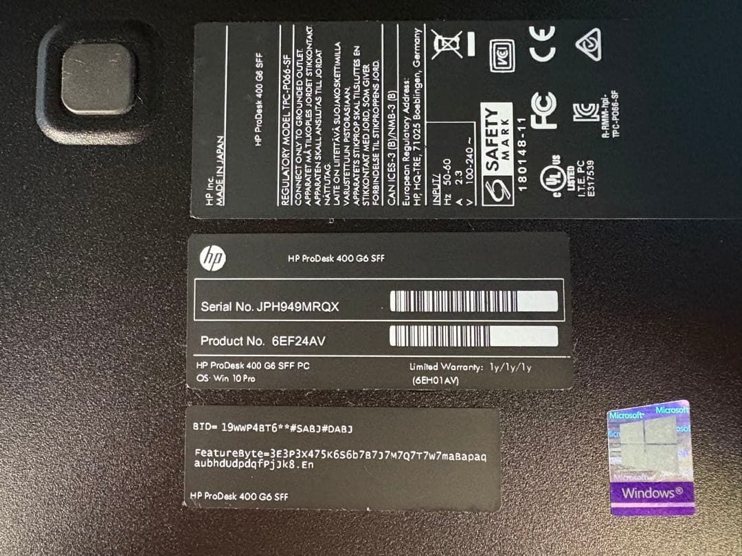 HP Prodesk 400 G6 第9世代i3 メモリ8GB SSD256GB