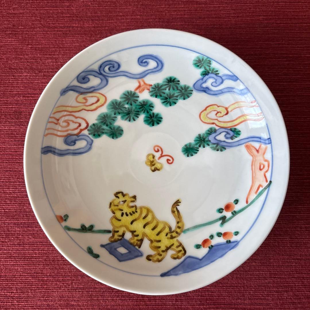 マ*リ様 【新品・未使用】中町いずみ 野原に虎 　　6寸皿 希少