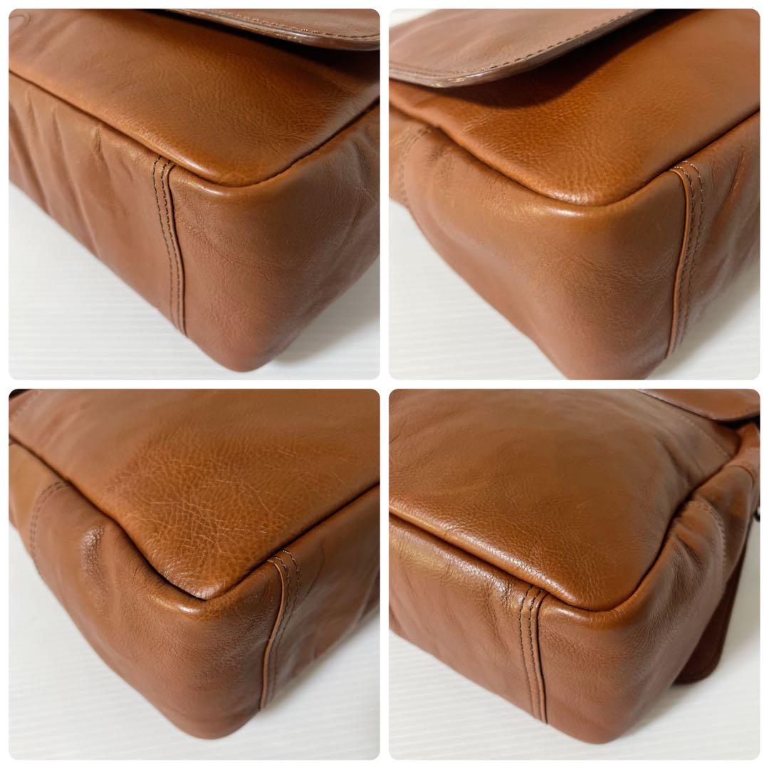 【美品】海老名鞄　メッセンジャーバッグ　キャメル　ショルダー