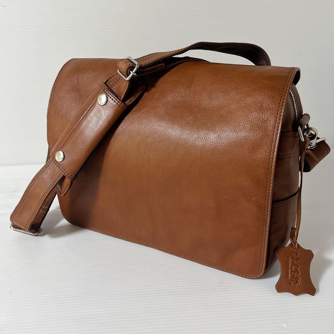 【美品】海老名鞄　メッセンジャーバッグ　キャメル　ショルダー