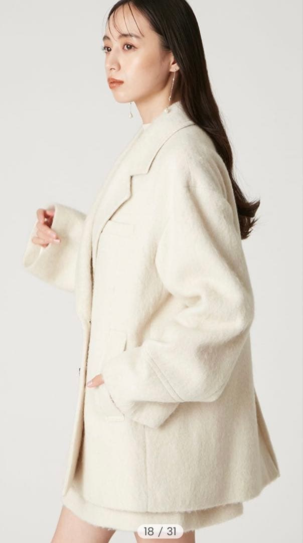 フレイアイディー　オーバーサイズウールシャギージャコット　OWHT 0サイズ