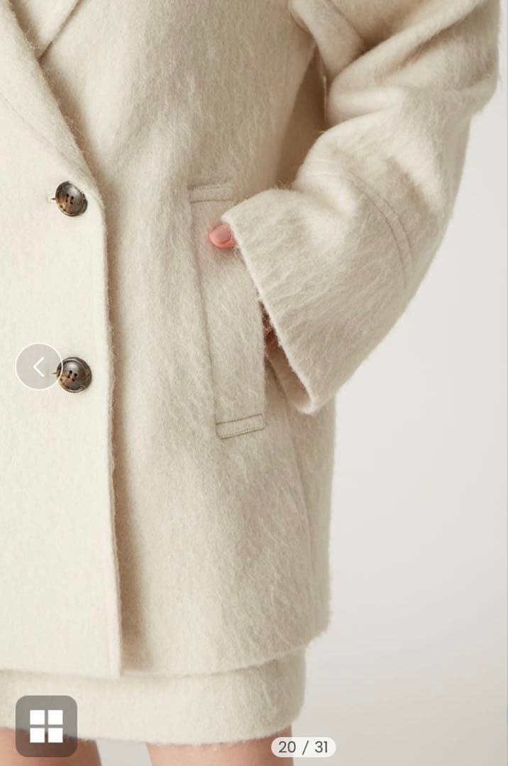 フレイアイディー　オーバーサイズウールシャギージャコット　OWHT 0サイズ