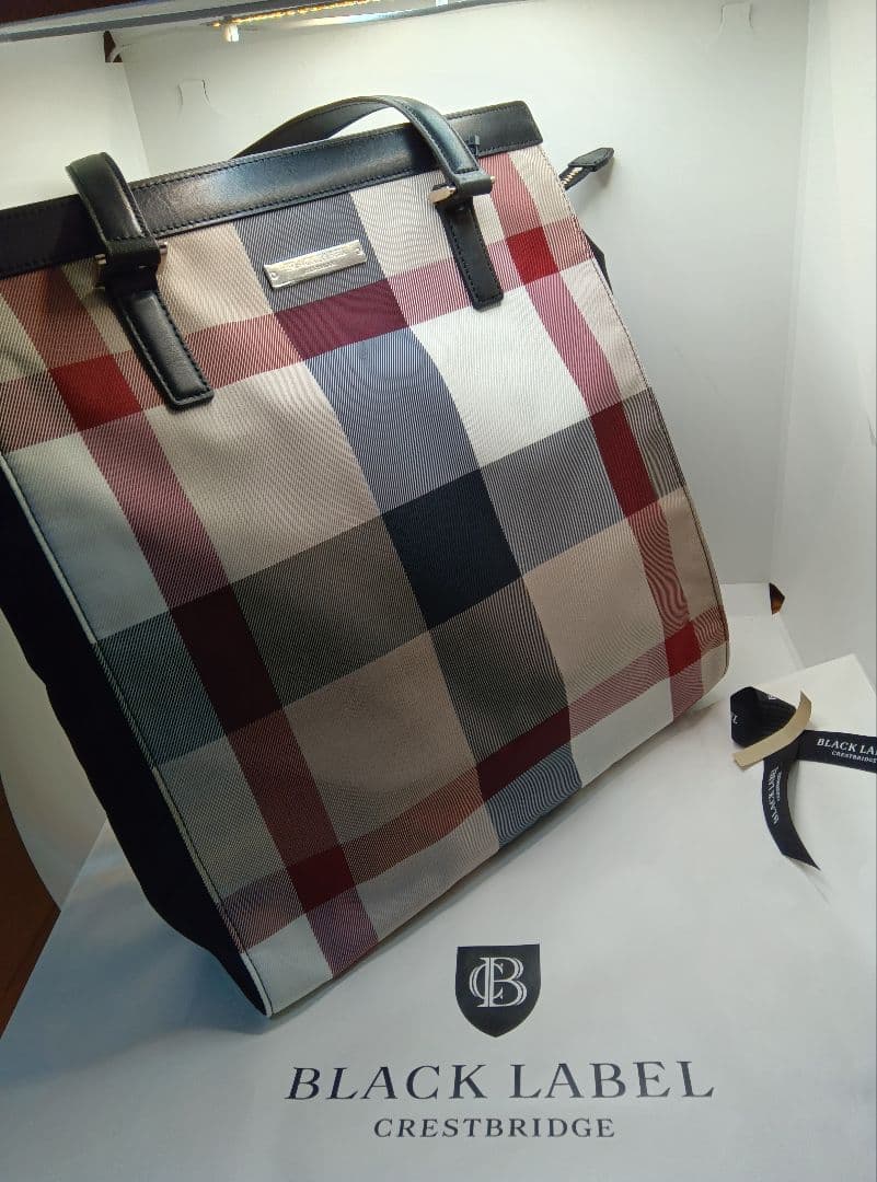 新品★ブラックレーベルクレストブリッジトートバッグバーバリーチェック柄