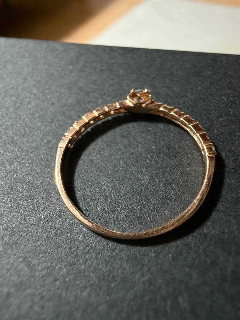 k18 ハーフエタニティ 1粒 ダイヤモンド リング