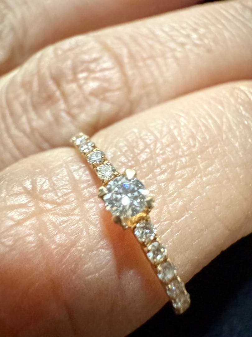 k18 ハーフエタニティ 1粒 ダイヤモンド リング