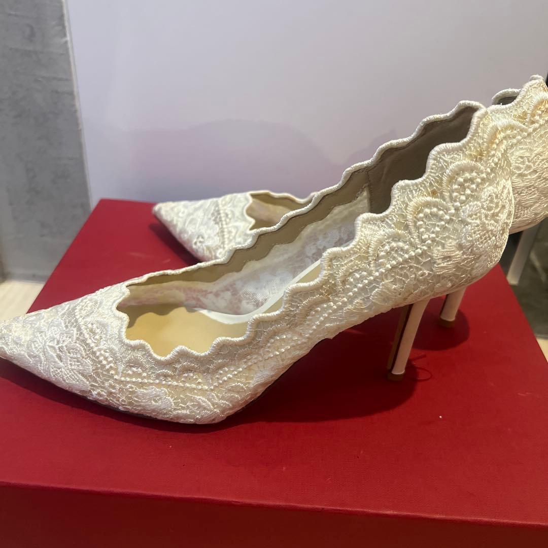 JIMMY CHOO ホワイト レース ハイヒール　パンプス　刺繍　39