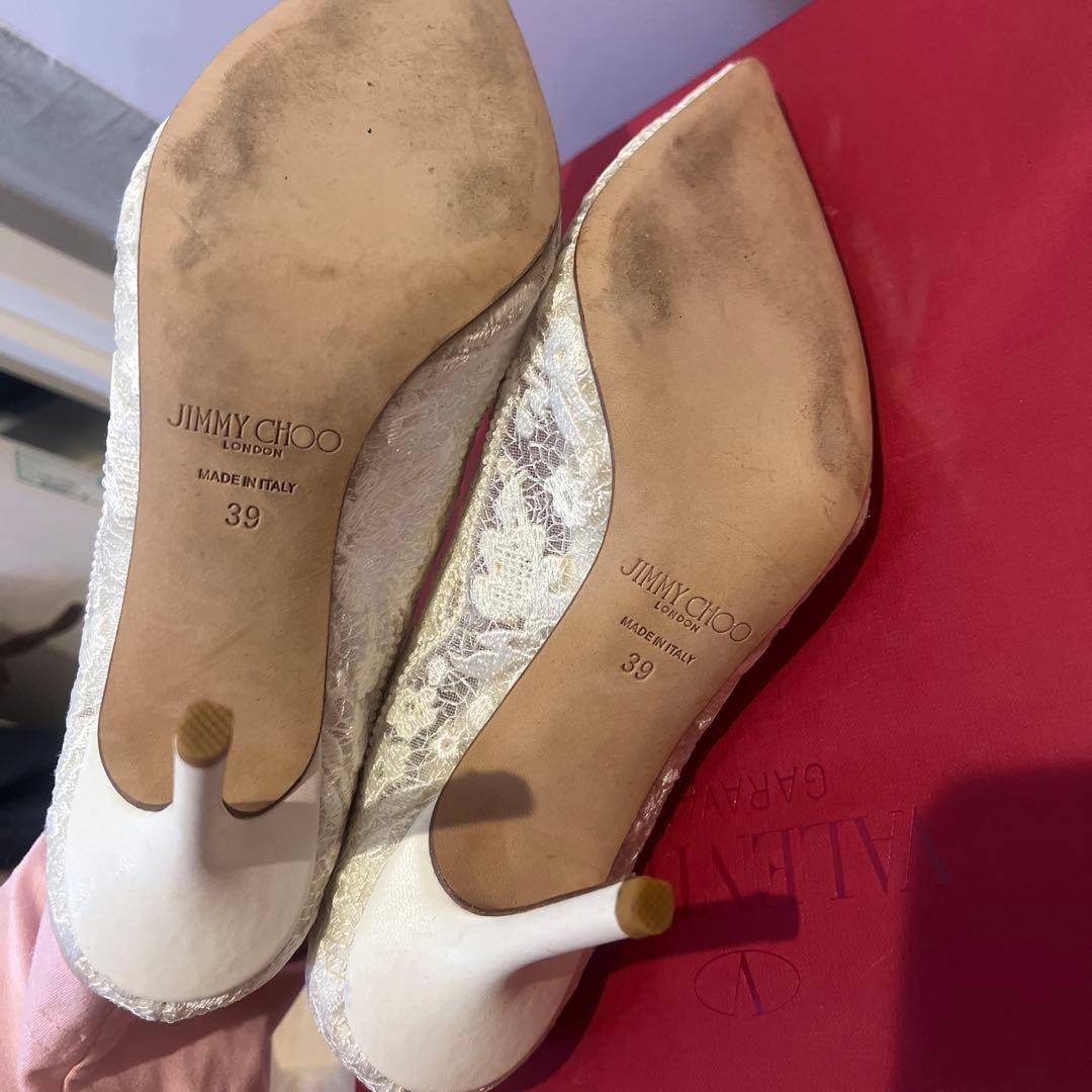JIMMY CHOO ホワイト レース ハイヒール　パンプス　刺繍　39