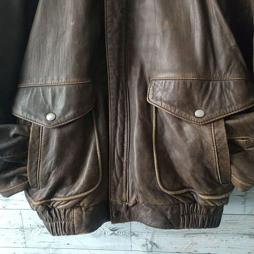 柔らかめ カウレザー 本革 裏地総柄 ペイズリー 短丈 レザージャケット L