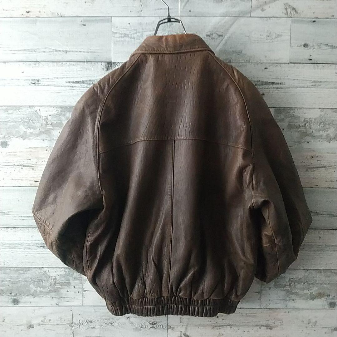 柔らかめ カウレザー 本革 裏地総柄 ペイズリー 短丈 レザージャケット L