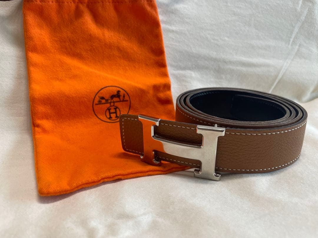 エルメス コンスタンス Hロゴバックル リバーシブルレザーベルト ⬜︎K刻印 90