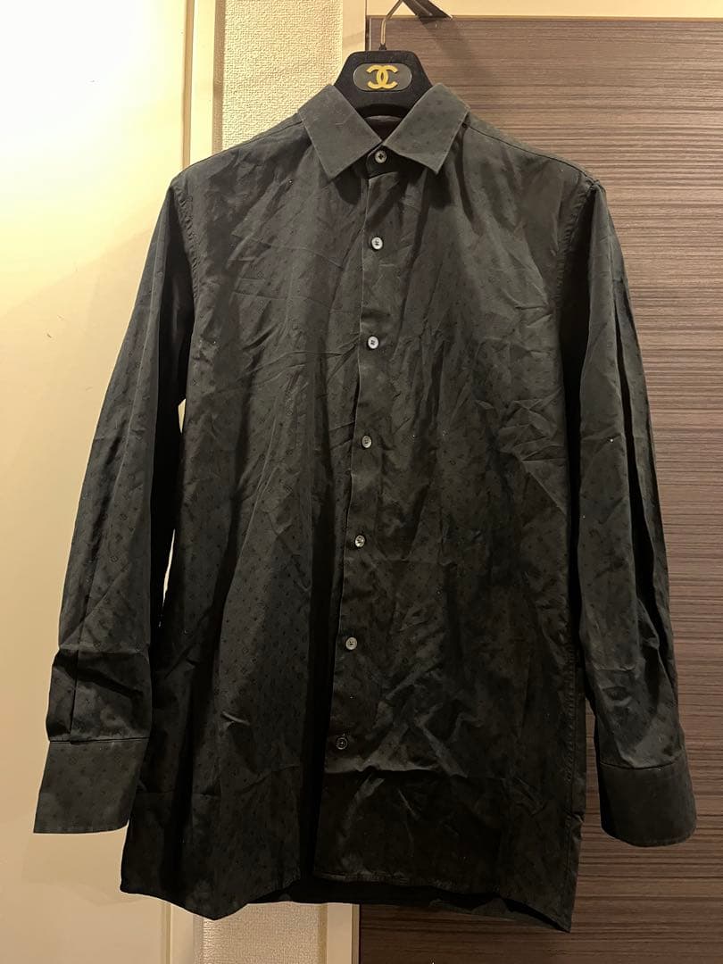 Louis Vuitton ブラック 長袖シャツ　ミニモノグラム　ジャガード
