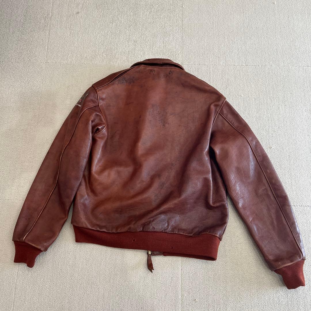エアロレザー　A-2 レザージャケット　本革　ブラウン系　40