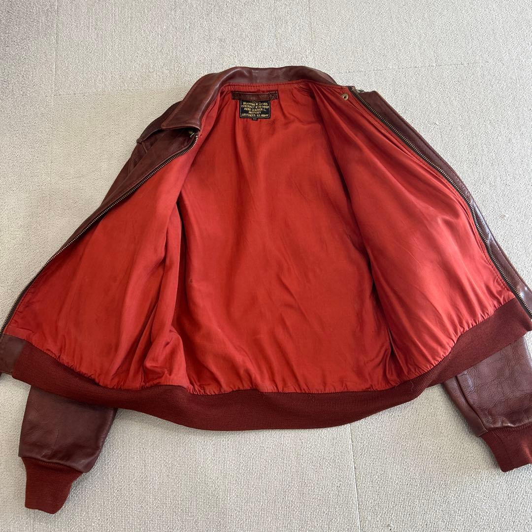 エアロレザー　A-2 レザージャケット　本革　ブラウン系　40