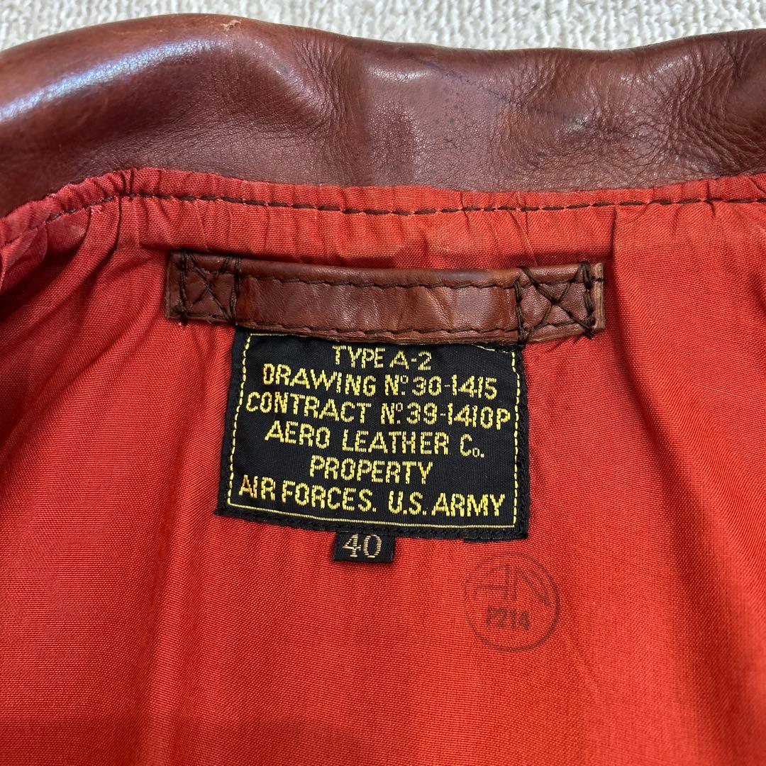 エアロレザー　A-2 レザージャケット　本革　ブラウン系　40