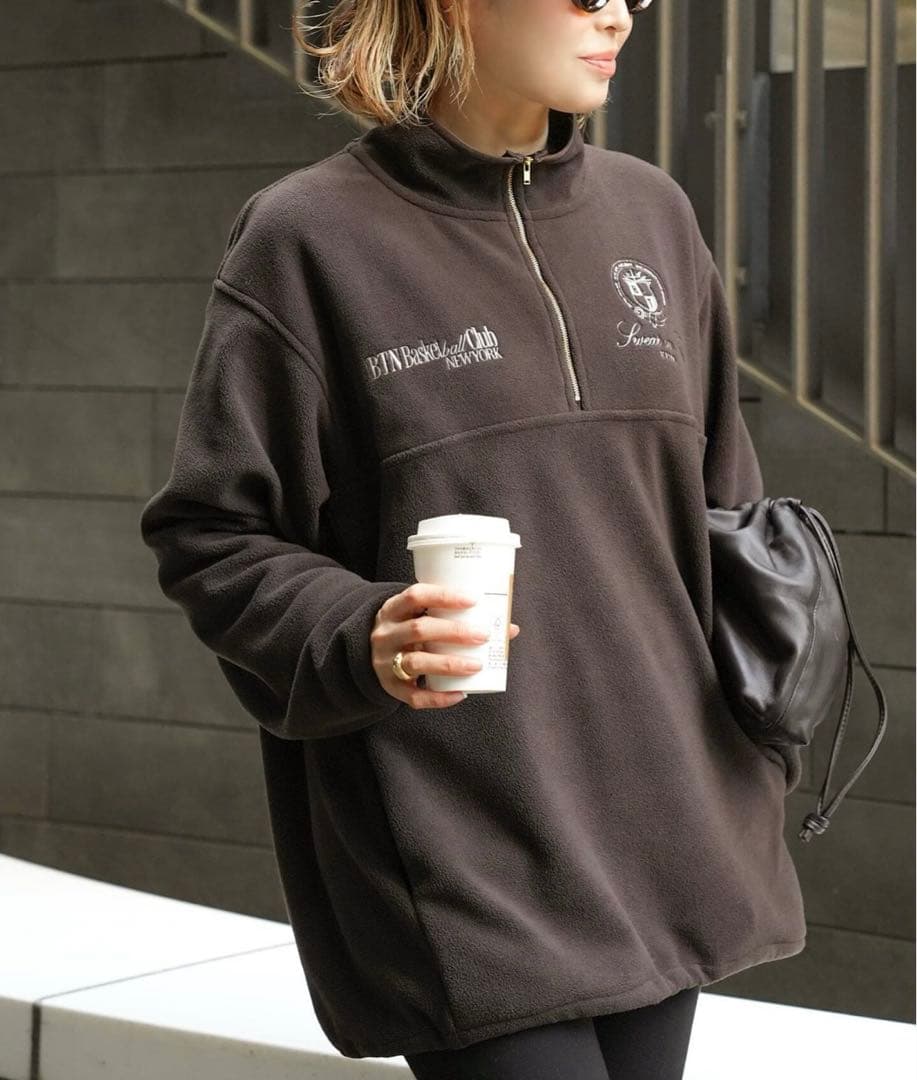 ドゥーズィエムクラス★BTN Half Zipブラウン フリース美品